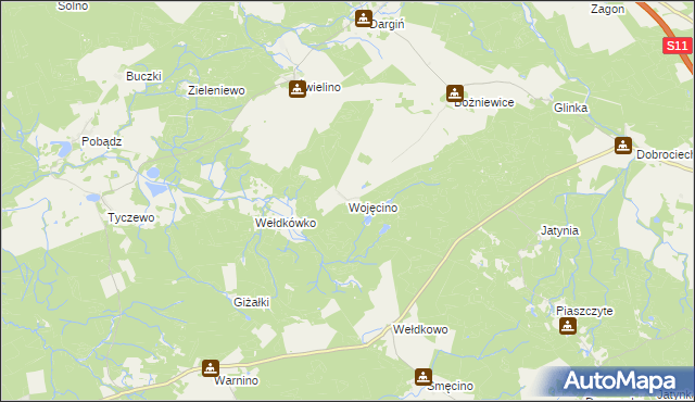 mapa Wojęcino, Wojęcino na mapie Targeo