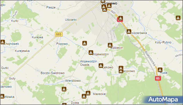 mapa Wojewodzin, Wojewodzin na mapie Targeo