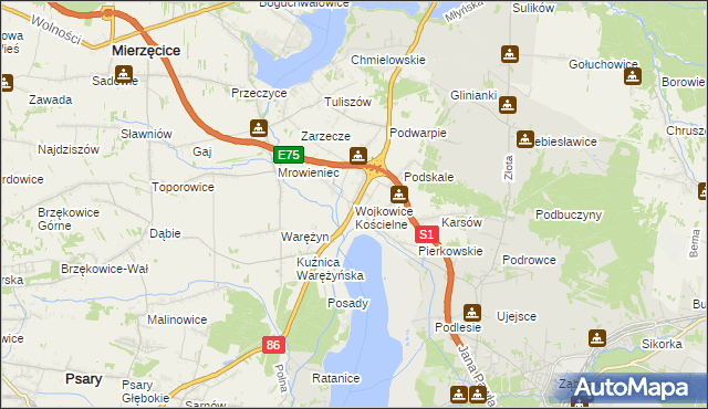 mapa Wojkowice Kościelne, Wojkowice Kościelne na mapie Targeo