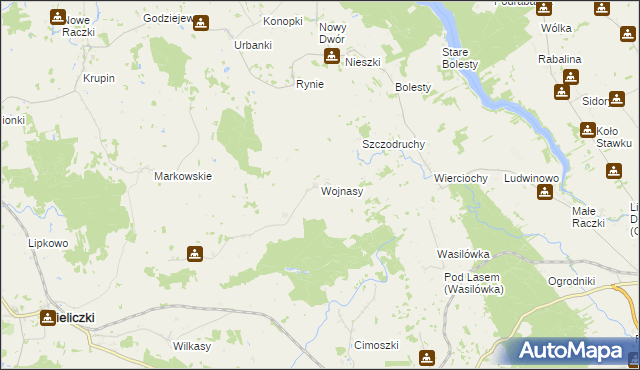 mapa Wojnasy gmina Wieliczki, Wojnasy gmina Wieliczki na mapie Targeo