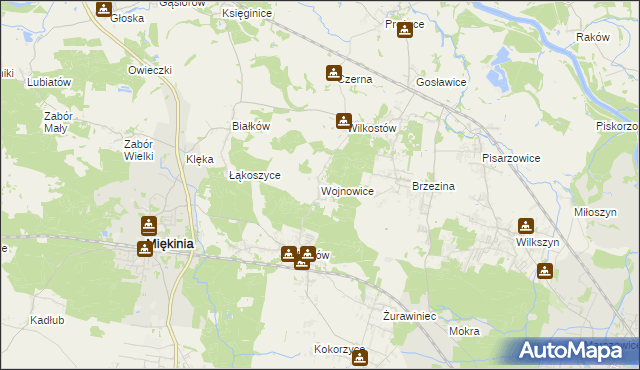 mapa Wojnowice gmina Miękinia, Wojnowice gmina Miękinia na mapie Targeo