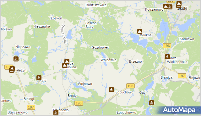 mapa Wojnówko gmina Murowana Goślina, Wojnówko gmina Murowana Goślina na mapie Targeo