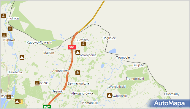 mapa Wojponie, Wojponie na mapie Targeo