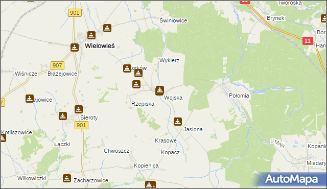 mapa Wojska, Wojska na mapie Targeo