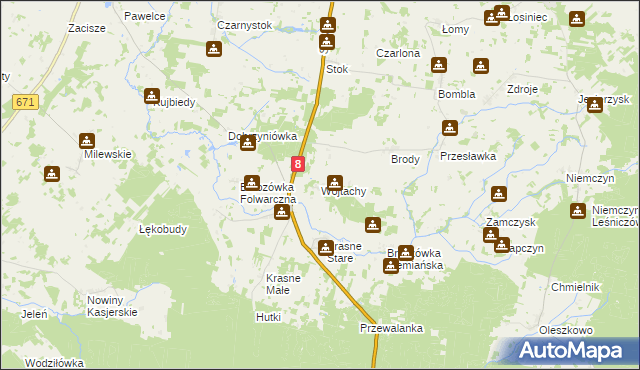 mapa Wojtachy, Wojtachy na mapie Targeo