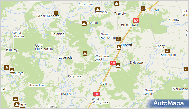 mapa Wojtkowa Wieś, Wojtkowa Wieś na mapie Targeo