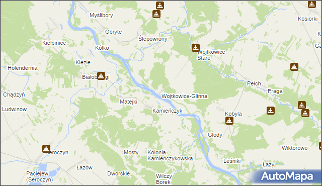 mapa Wojtkowice-Glinna, Wojtkowice-Glinna na mapie Targeo