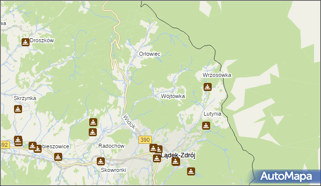 mapa Wójtówka gmina Lądek-Zdrój, Wójtówka gmina Lądek-Zdrój na mapie Targeo