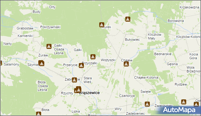 mapa Wojtyszki, Wojtyszki na mapie Targeo