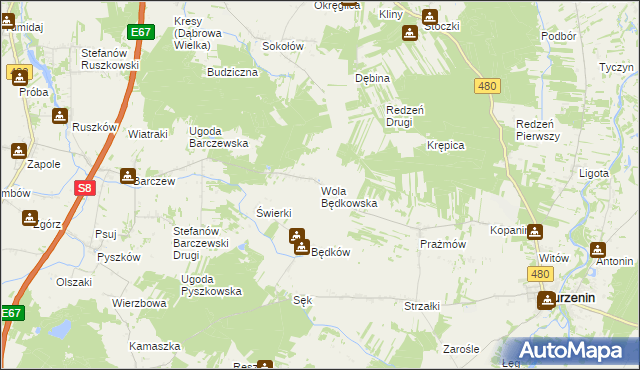 mapa Wola Będkowska, Wola Będkowska na mapie Targeo