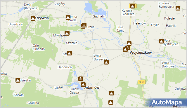 mapa Wola Burzecka, Wola Burzecka na mapie Targeo