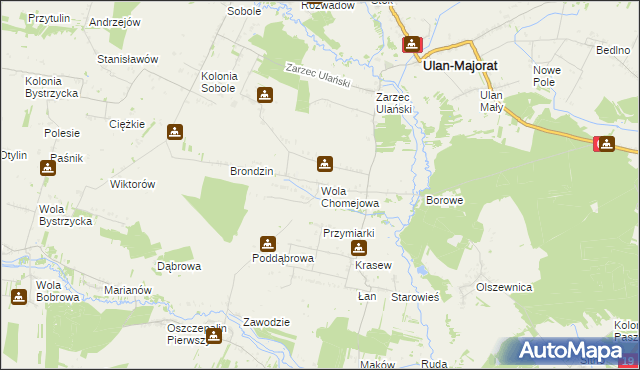 mapa Wola Chomejowa, Wola Chomejowa na mapie Targeo