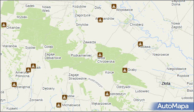 mapa Wola Chroberska, Wola Chroberska na mapie Targeo