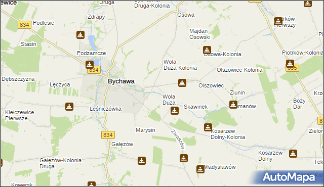 mapa Wola Duża gmina Bychawa, Wola Duża gmina Bychawa na mapie Targeo