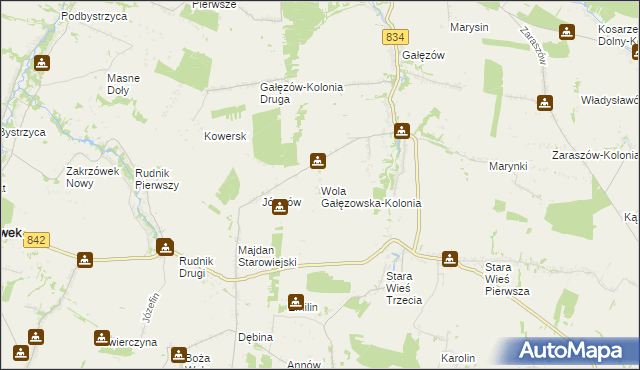 mapa Wola Gałęzowska-Kolonia, Wola Gałęzowska-Kolonia na mapie Targeo