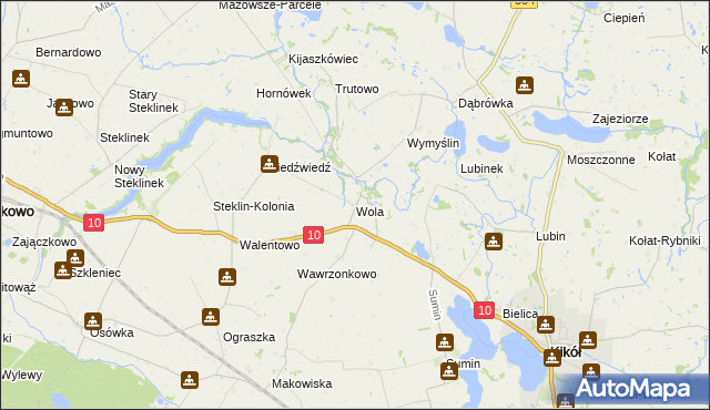mapa Wola gmina Kikół, Wola gmina Kikół na mapie Targeo