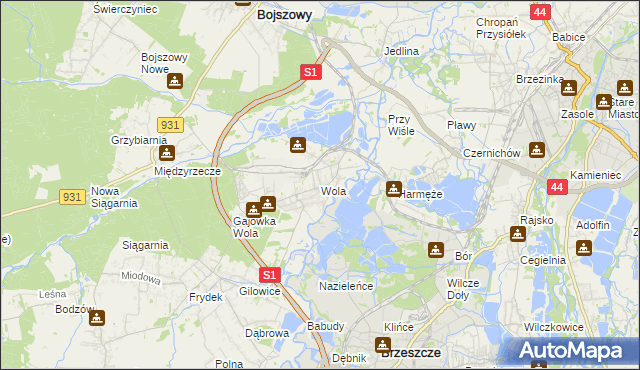 mapa Wola gmina Miedźna, Wola gmina Miedźna na mapie Targeo