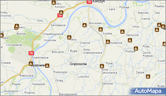 mapa Wola Gręboszowska, Wola Gręboszowska na mapie Targeo