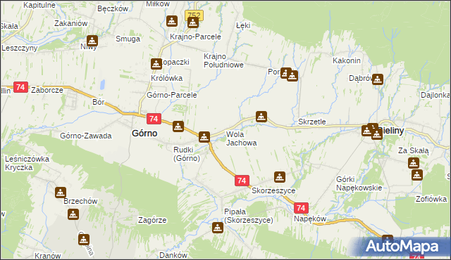 mapa Wola Jachowa, Wola Jachowa na mapie Targeo