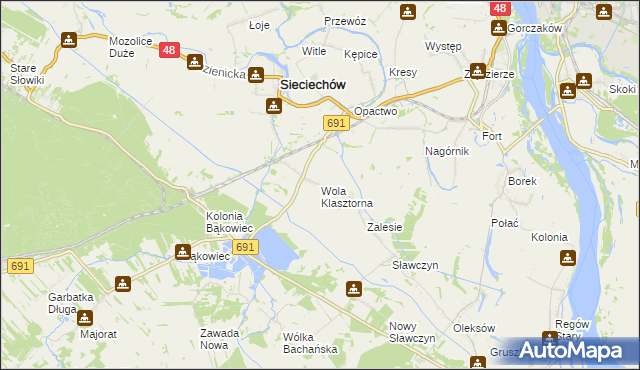 mapa Wola Klasztorna, Wola Klasztorna na mapie Targeo