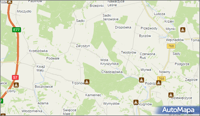 mapa Wola Knyszyńska, Wola Knyszyńska na mapie Targeo