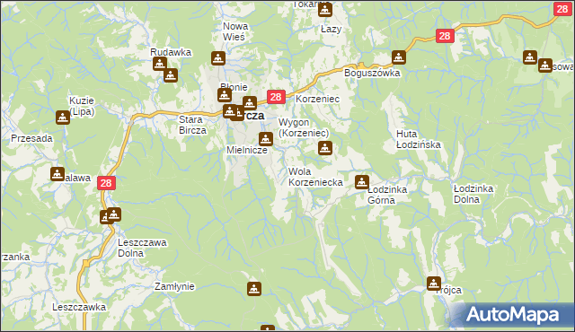 mapa Wola Korzeniecka, Wola Korzeniecka na mapie Targeo