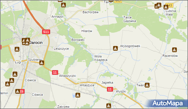 mapa Wola Książęca, Wola Książęca na mapie Targeo