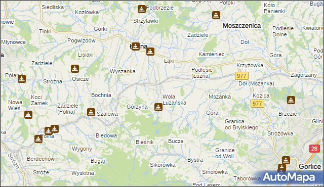 mapa Wola Łużańska, Wola Łużańska na mapie Targeo