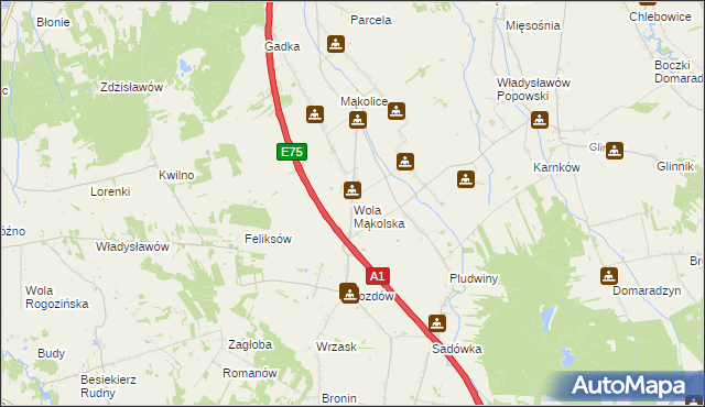 mapa Wola Mąkolska, Wola Mąkolska na mapie Targeo