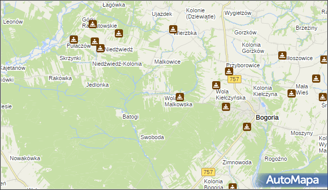 mapa Wola Malkowska, Wola Malkowska na mapie Targeo