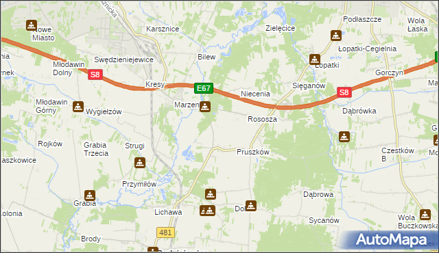 mapa Wola Marzeńska, Wola Marzeńska na mapie Targeo