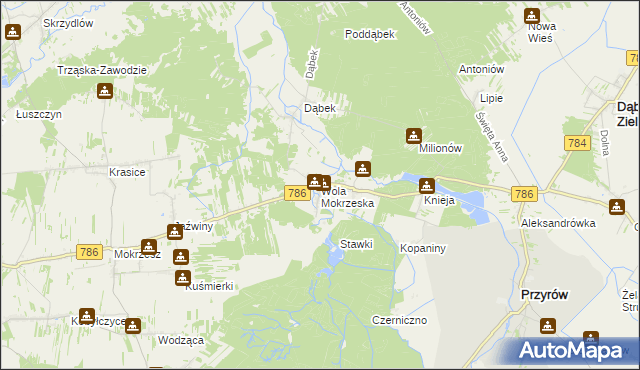 mapa Wola Mokrzeska, Wola Mokrzeska na mapie Targeo