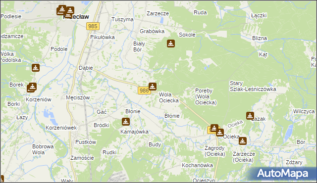 mapa Wola Ociecka, Wola Ociecka na mapie Targeo