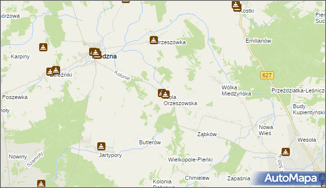 mapa Wola Orzeszowska, Wola Orzeszowska na mapie Targeo