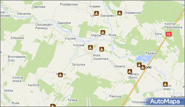 mapa Wola Osowińska, Wola Osowińska na mapie Targeo