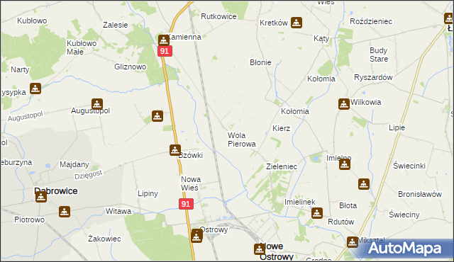 mapa Wola Pierowa, Wola Pierowa na mapie Targeo