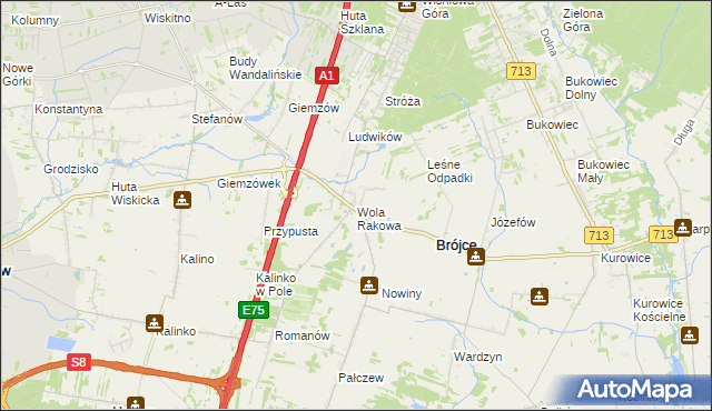 mapa Wola Rakowa, Wola Rakowa na mapie Targeo