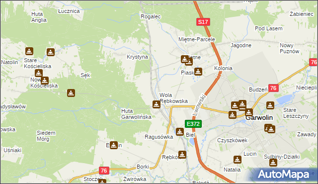 mapa Wola Rębkowska, Wola Rębkowska na mapie Targeo