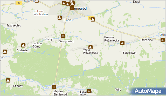 mapa Wola Różaniecka, Wola Różaniecka na mapie Targeo
