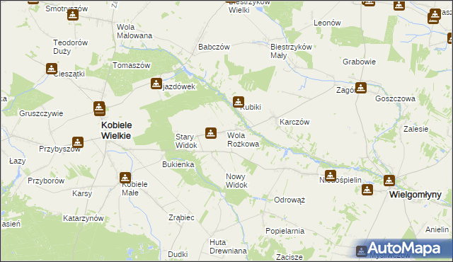 mapa Wola Rożkowa, Wola Rożkowa na mapie Targeo