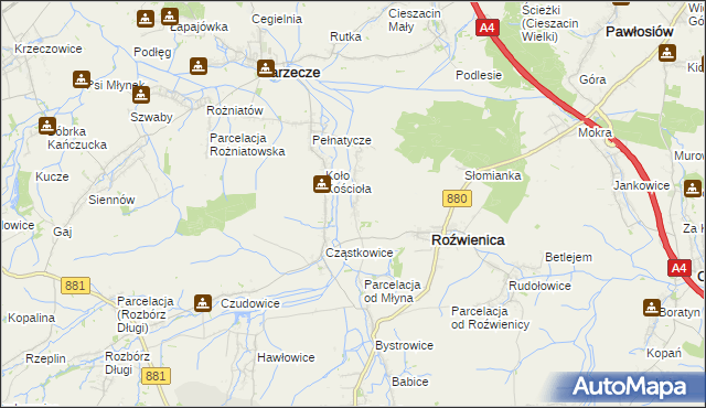 mapa Wola Roźwienicka, Wola Roźwienicka na mapie Targeo