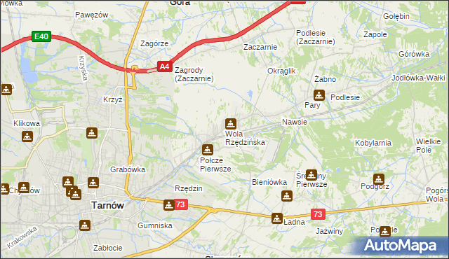 mapa Wola Rzędzińska, Wola Rzędzińska na mapie Targeo