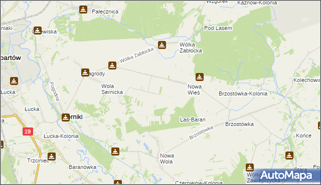 mapa Wola Sernicka-Kolonia, Wola Sernicka-Kolonia na mapie Targeo