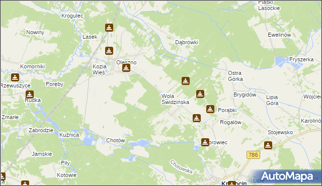 mapa Wola Świdzińska, Wola Świdzińska na mapie Targeo