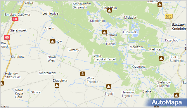 mapa Wola Trębska-Parcel, Wola Trębska-Parcel na mapie Targeo