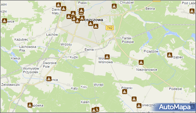 mapa Wola Wiśniowa, Wola Wiśniowa na mapie Targeo