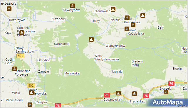 mapa Wola Władysławowska, Wola Władysławowska na mapie Targeo