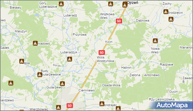 mapa Wola Wodzyńska, Wola Wodzyńska na mapie Targeo