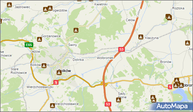 mapa Wolbromek, Wolbromek na mapie Targeo