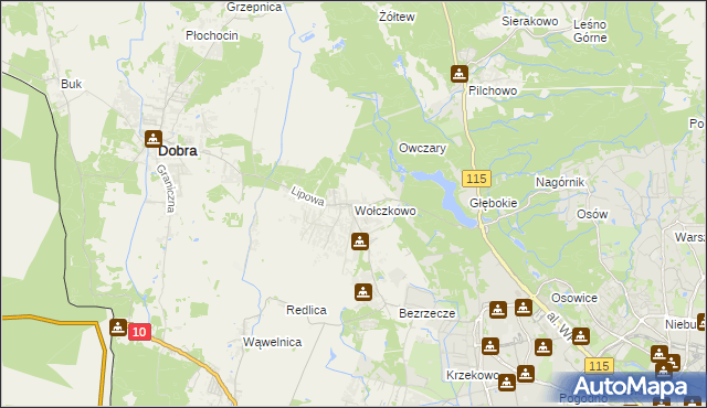 mapa Wołczkowo, Wołczkowo na mapie Targeo